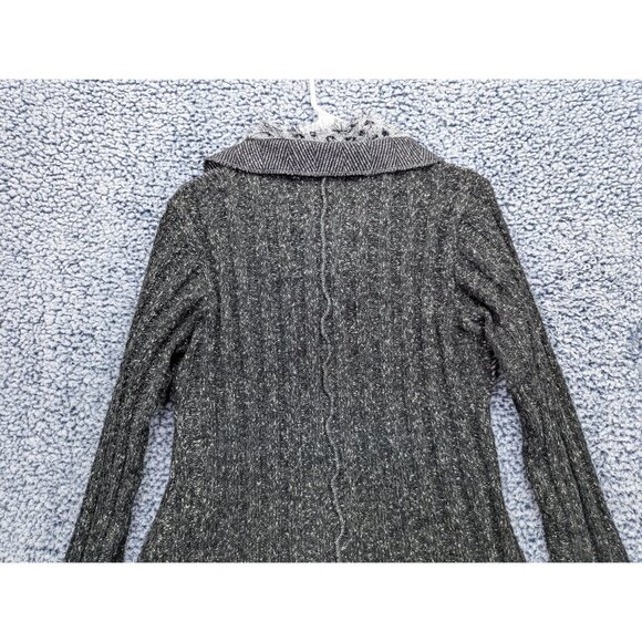 Sioni Patchwork Cardigan Size M Art to Wear Mixed Media Animal Print Boho Ribbed - Picture 6 of 10